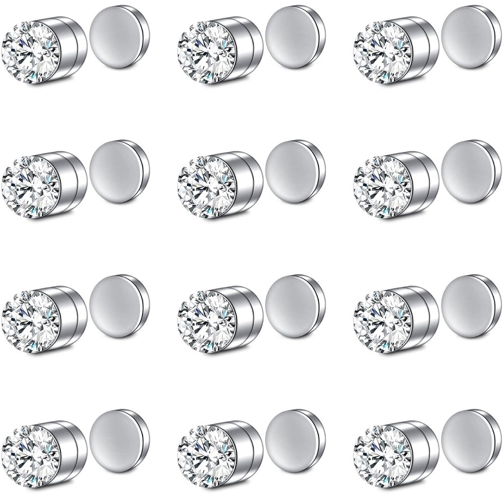 Magnetic Faux Silver Stud Earrings
